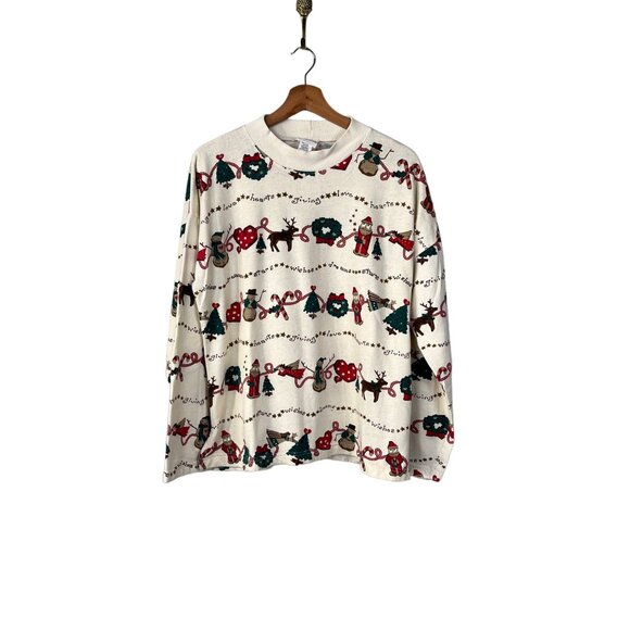 Holiday Time Vintage Christmas Long Sleeve Crew Neck Women's 14W/16W Reindeer - Picture 1 of 6